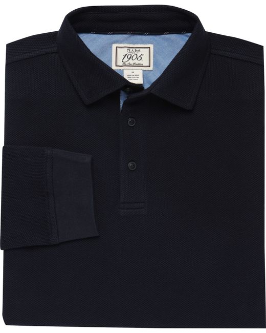 Jos. a. bank 1905 Tailored Fit Long Sleeve Pique Polo Shirt in Blue for ...