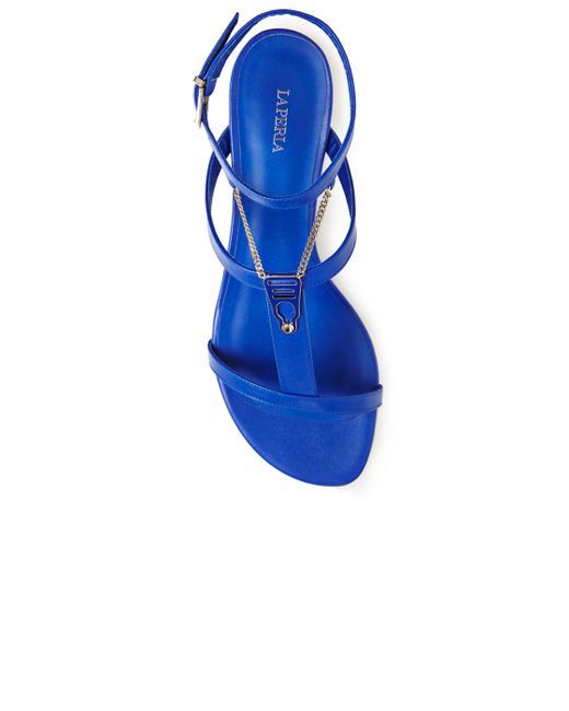  La  perla  Flat Sandal  With Chain in Blue Lyst