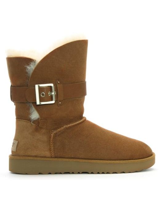 Lyst - Ugg Jaylyn Chestnut Suede Buckle Twinface Ankle Boots in Brown