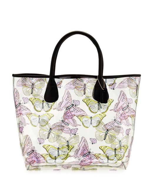 Neiman marcus Butterfly-print Clear Tote Bag in White (BUTTERFLY) - Save 34% | Lyst