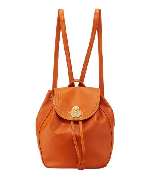 Lyst Longchamp Cavalcade Leather Drawstring Backpack in Orange