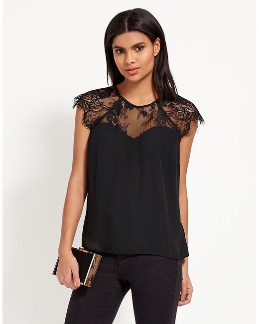 Lipsy Lace Sweetheart Top in Black - Save 57% | Lyst