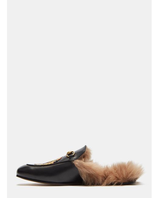 fur gucci princetown loafers