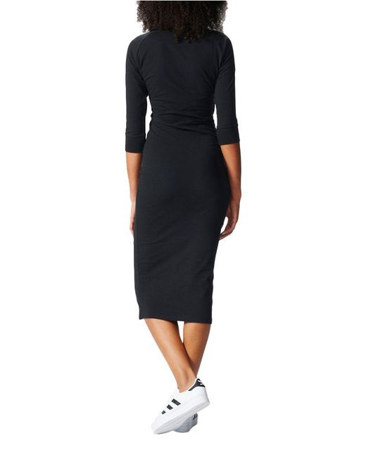 Adidas originals Originals 3 Stripe Midi Dress in Black | Lyst