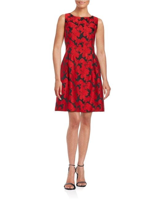 tommy hilfiger sleeveless floral jacquard dres