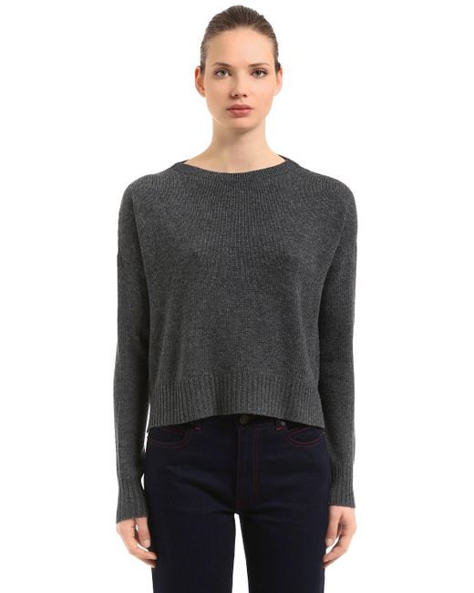 Lyst - Prada Cropped Wool & Cashmere Sweater in Gray