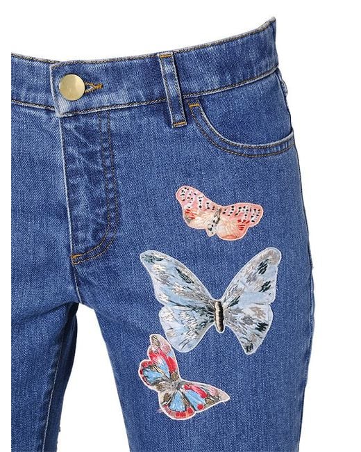 Valentino Butterfly Patches Cotton Denim Jeans in Blue Lyst