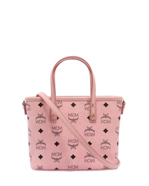 Mcm Mini Anya Logo Printed Tote Bag in Pink - Save 4% | Lyst