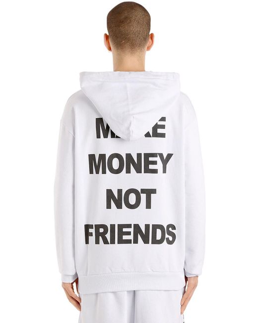 Make Money Not Friends Logo Print Cotton Sweatshirt Hoodie - 