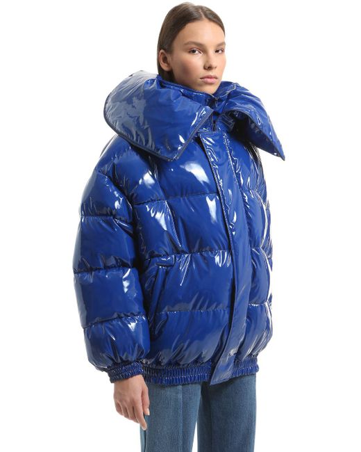 Download Vetements Oversized Shiny Nylon Puffer Jacket in Blue ...