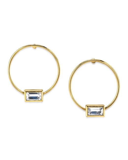 Lyst 2028 14k Gold Dipped Rectangle Crystal Hoop Stainless Steel 2028 White 14k Gold Dipped Rectangle Crystal Hoop Stainless Steel Post Earring Lyst