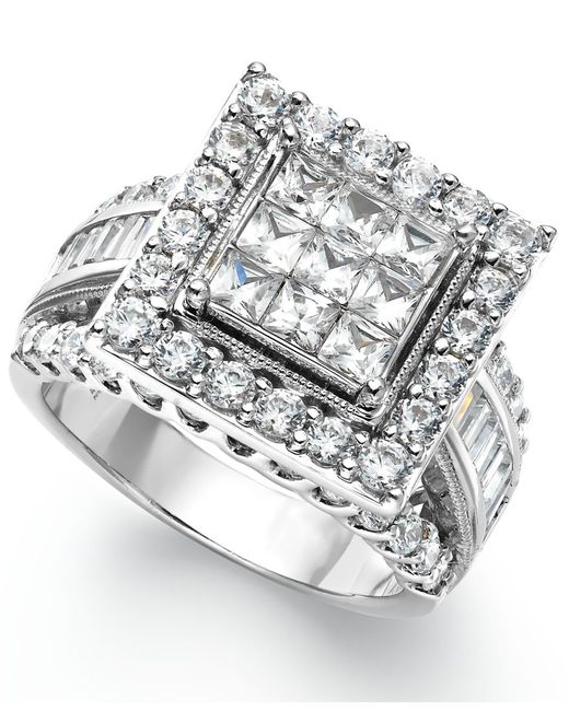 Download Macy's Diamond Square Engagement Ring In 14k White Gold (3 ...