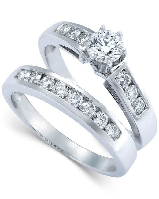 Macy&#39;s Diamond Engagement Ring Bridal Set In 14k White Gold (9/10 Ct. T.w.) | Lyst