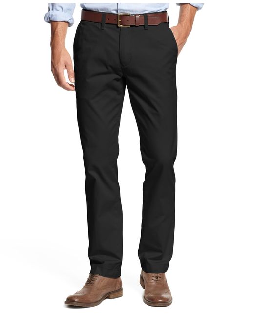 Tommy hilfiger Men's Custom Fit Chino Pants in Black for Men | Lyst
