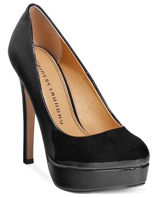 chinese laundry black platform pumps