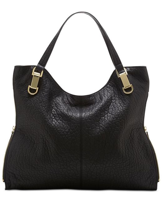 Vince camuto Riley Leather Tote in Black | Lyst