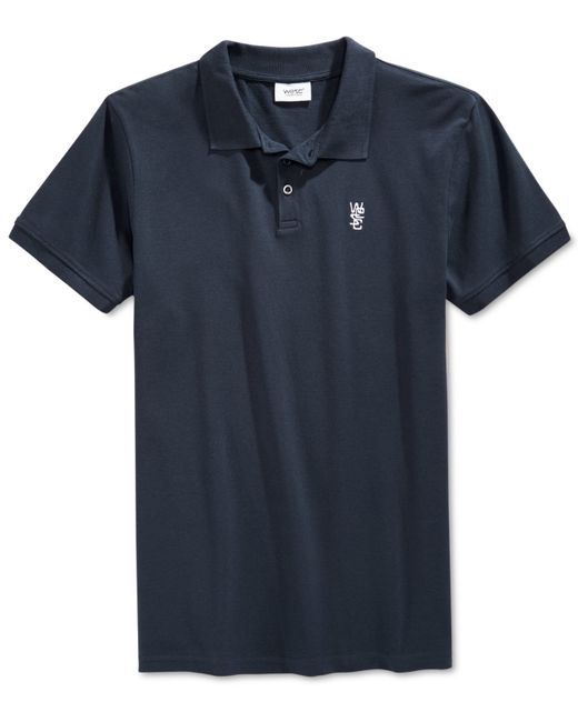 wesc s antarctic sleeve polo shirt in blue for wesc s antarctic sleeve polo shirt in blue for