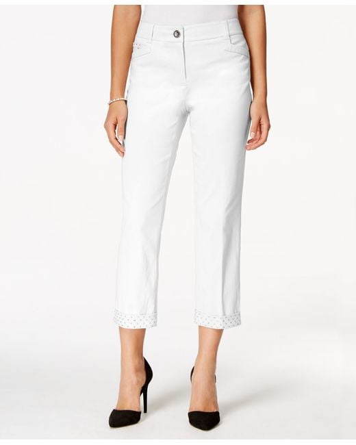 Style & co. Petite Rhinestone-trim Cropped Pants, Only At Macy's in ...