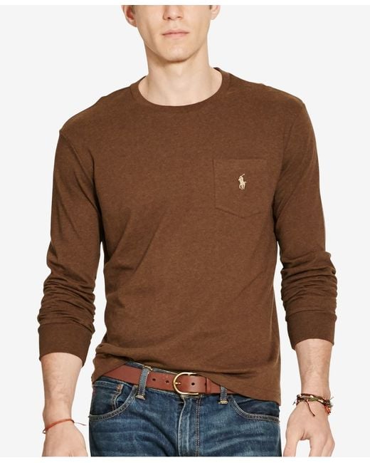 Polo ralph lauren Men's Long-sleeve Pocket Shirt in Brown for Men | Lyst