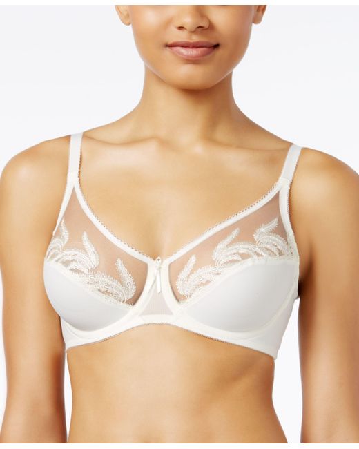 Wacoal Feather Full Figure Sheer Embroidery Underwire Bra 85121 In White Lyst 