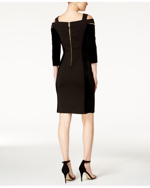 Calvin Klein Velvet Cold-Shoulder Dress ($90) ❤ liked on Polyvore ...