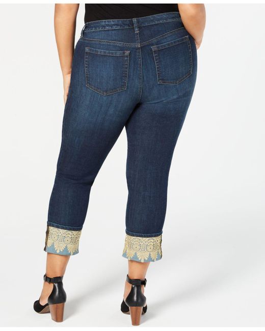 Lyst - Style & Co. Plus Size Lace-cuffed Boyfriend Jeans, Created For ...