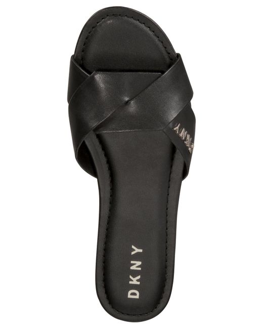 DKNY Leather Kiara Flat Sandals, Created For Macy's in Black - Lyst