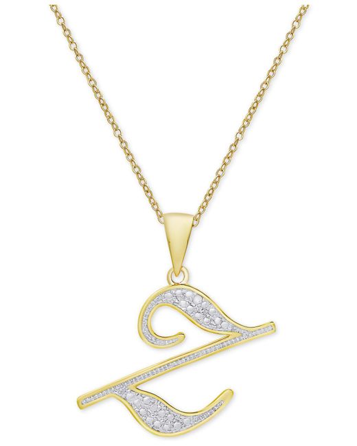 Women S Metallic Diamond Accent Script Initial Pendant Necklace In 18k Gold Plated Sterling Silver