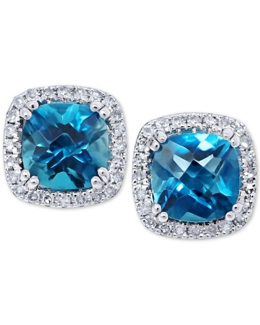 Macy's London Blue Topaz (2 Ct. T.w.) & Diamond (1/5 Ct. T.w.) Stud ...