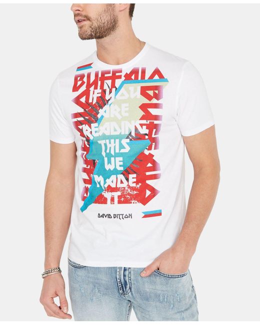 Buffalo David Bitton Logo Graphic T-shirt in White for Men - Lyst