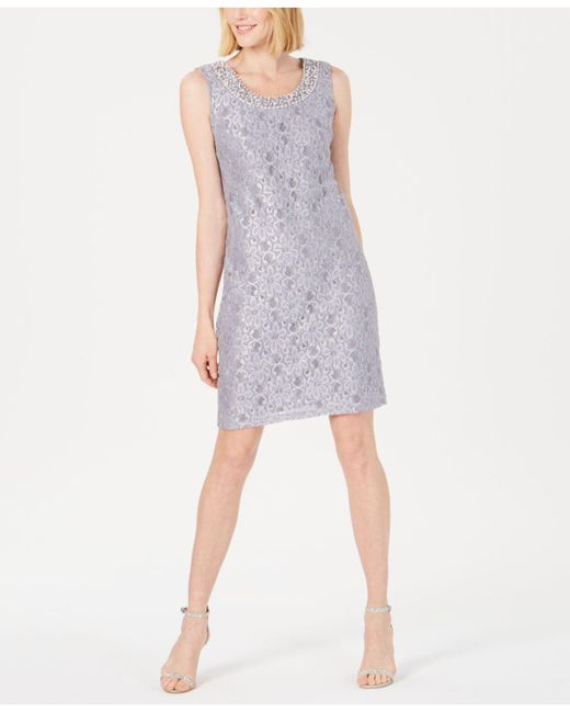 R & M Richards Embellished Lace Sheath Dress & Jacket in Metallic - Lyst