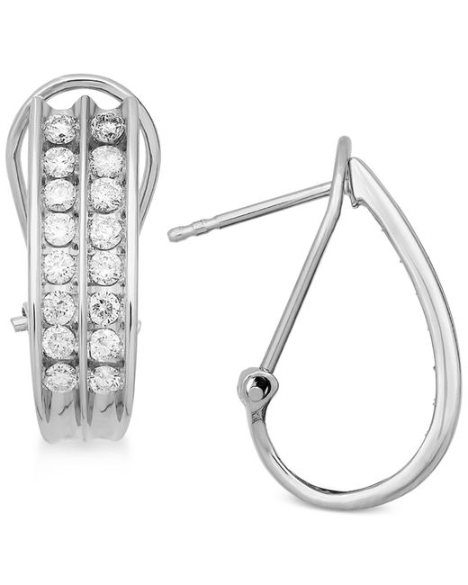 Lyst Macy S Diamond Hoop Earrings 1 Ct T W In 14k White Gold Macy S Metallic Diamond Hoop Earrings 1 Ct T W In 14k White Gold