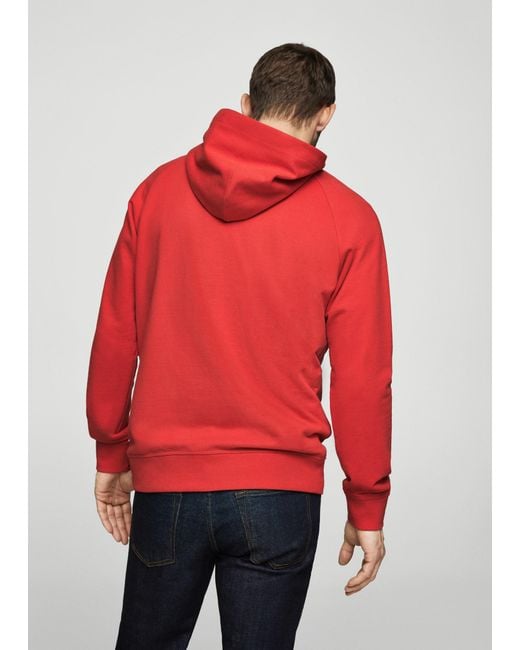 Lyst - Mango Hoodie Cotton Sweatshirt in Red for Men