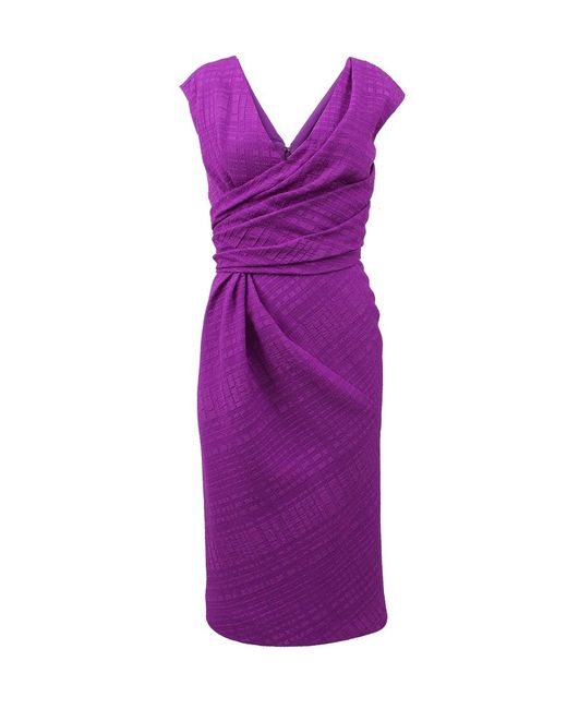 Oscar de la renta V-neck Pencil Dress in Purple | Lyst