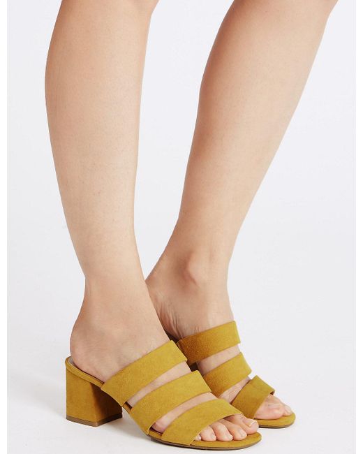 Marks & spencer Block Heel Multi Strap Mule Sandals | Lyst