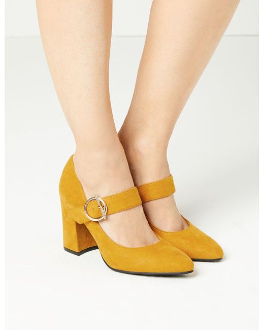 Marks & Spencer Block Heels Court Shoes Ochre in Black Lyst