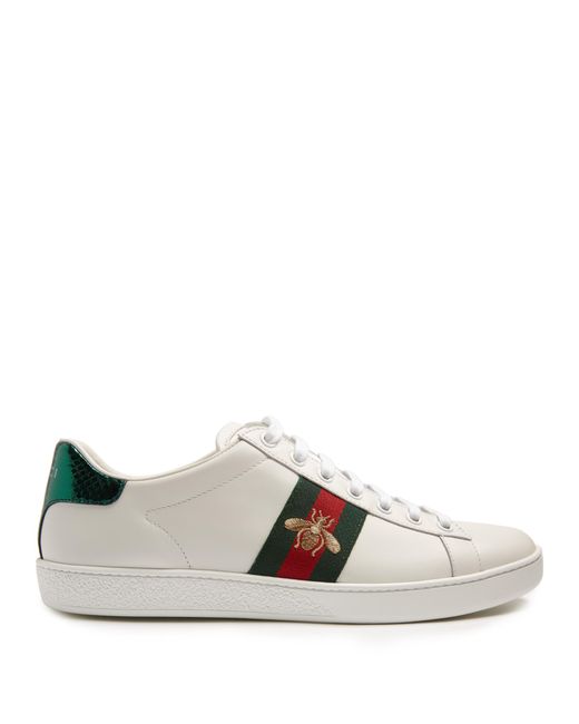 Gucci New Ace Bee-embroidered Leather Trainers in White | Lyst