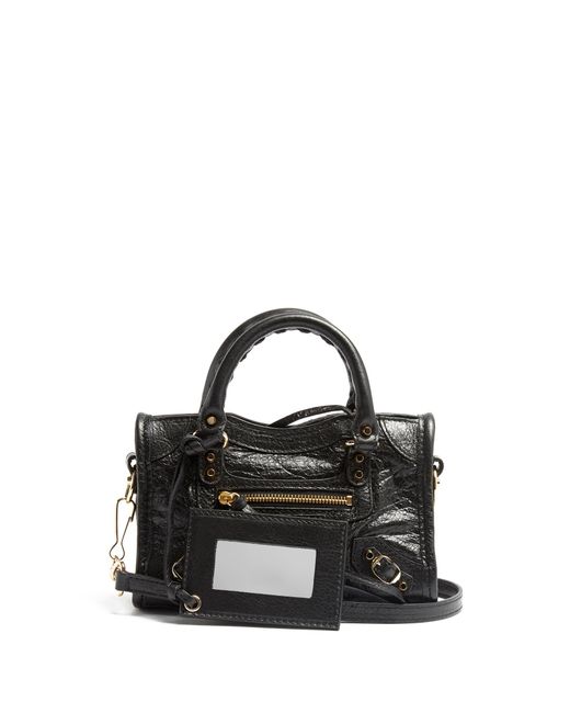 balenciaga classic nano city nano leather bag in black lyst balenciaga classic nano city nano leather bag in black lyst