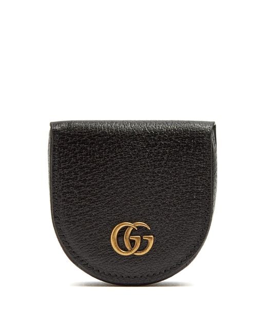 Gucci Gg Marmont Grained-leather Coin Purse in Black | Lyst