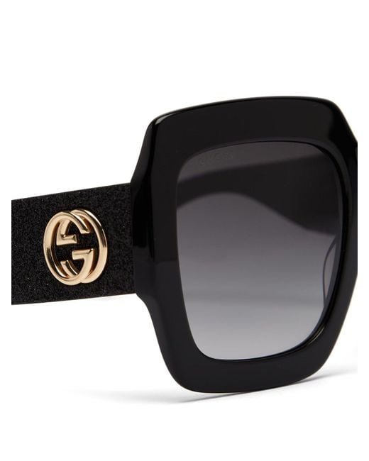 Gucci Gg Square Glitter Acetate Sunglasses In Black Lyst 1444