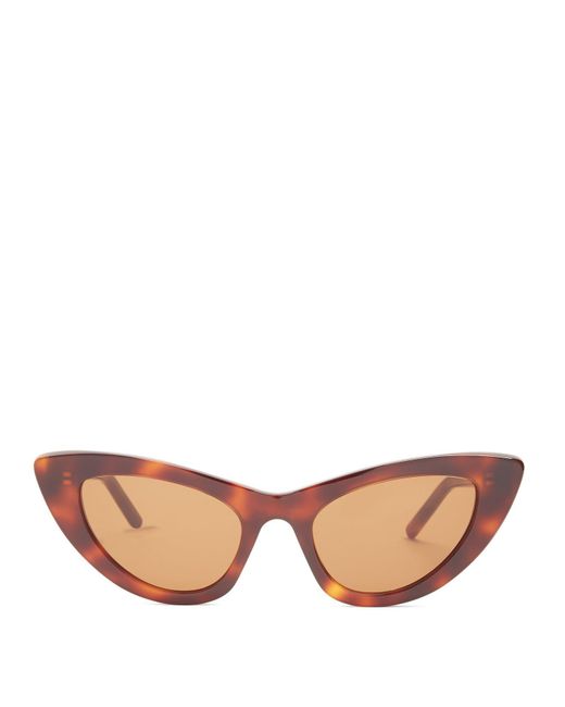 Saint Laurent | Brown Lily Cat-eye Frame Acetate Sunglasses | Lyst