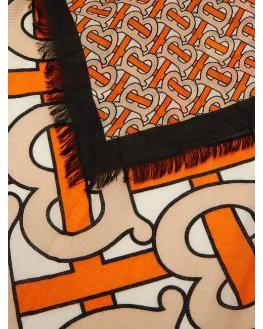 Burberry Tb Print Cashmere Scarf in Orange Lyst