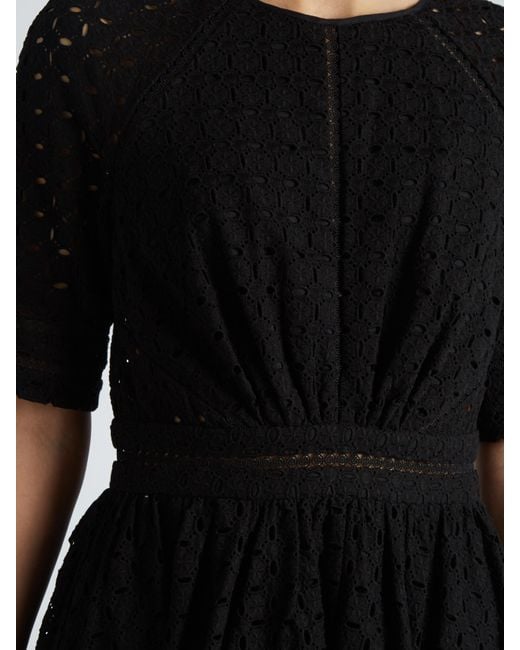 Jo de la rosa black silk dress with lace trim Jo de la rosa black silk dress with lace trim