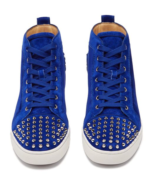 Lyst - Christian Louboutin Lou Spike Embellished Suede High Top ...
