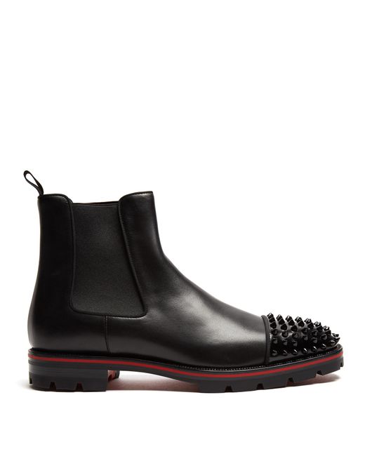 Christian louboutin Melon Leather Chelsea Boots in Black for Men | Lyst