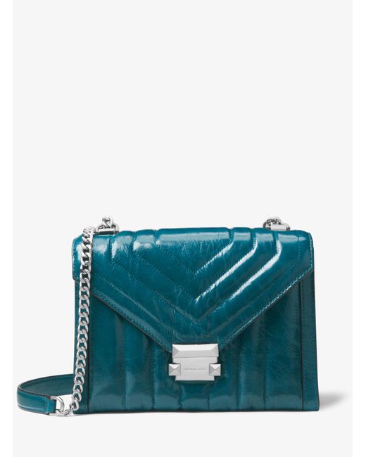 Lyst - Michael Kors Whitney Large Quilted Leather Convertible Shoulder Bag in Blue