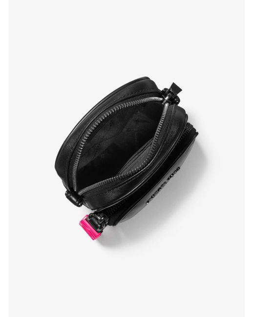 MICHAEL Michael Kors Small Leather Neon Logo Tape Crossbody Bag in Black - Save 10% - Lyst