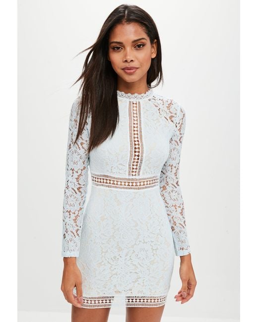 Lyst - Missguided Blue Lace Ladder Trim Bodycon Dress in Blue Missguided - Blue Lace Ladder Trim Bodycon Dress - Lyst ...