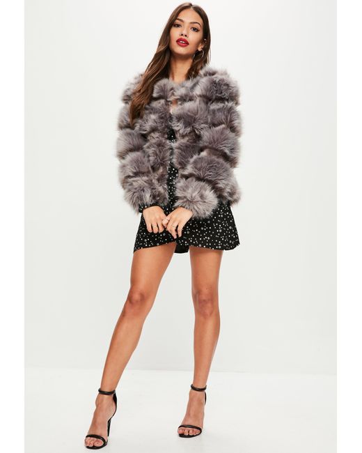 Lyst - Missguided Grey Pelted Short Faux Fur Jacket in Gray