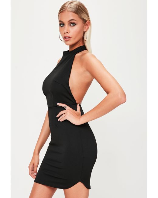 Missguided Black Halterneck Backless Bodycon Dress In Black Save